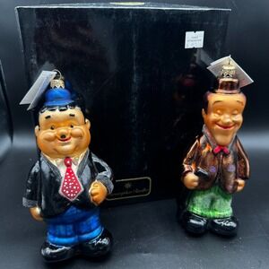 1997 CHRISTOPHER RADKO LAUREL & HARDY THE GOLDEN AGE OF HOLLYWOOD 7.5" ORNAMENTS
